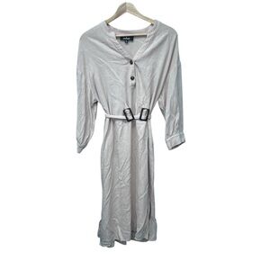 LuLus Light Tan Wrap Dress Long Sleeves with Belt Deep V Neck Size XL